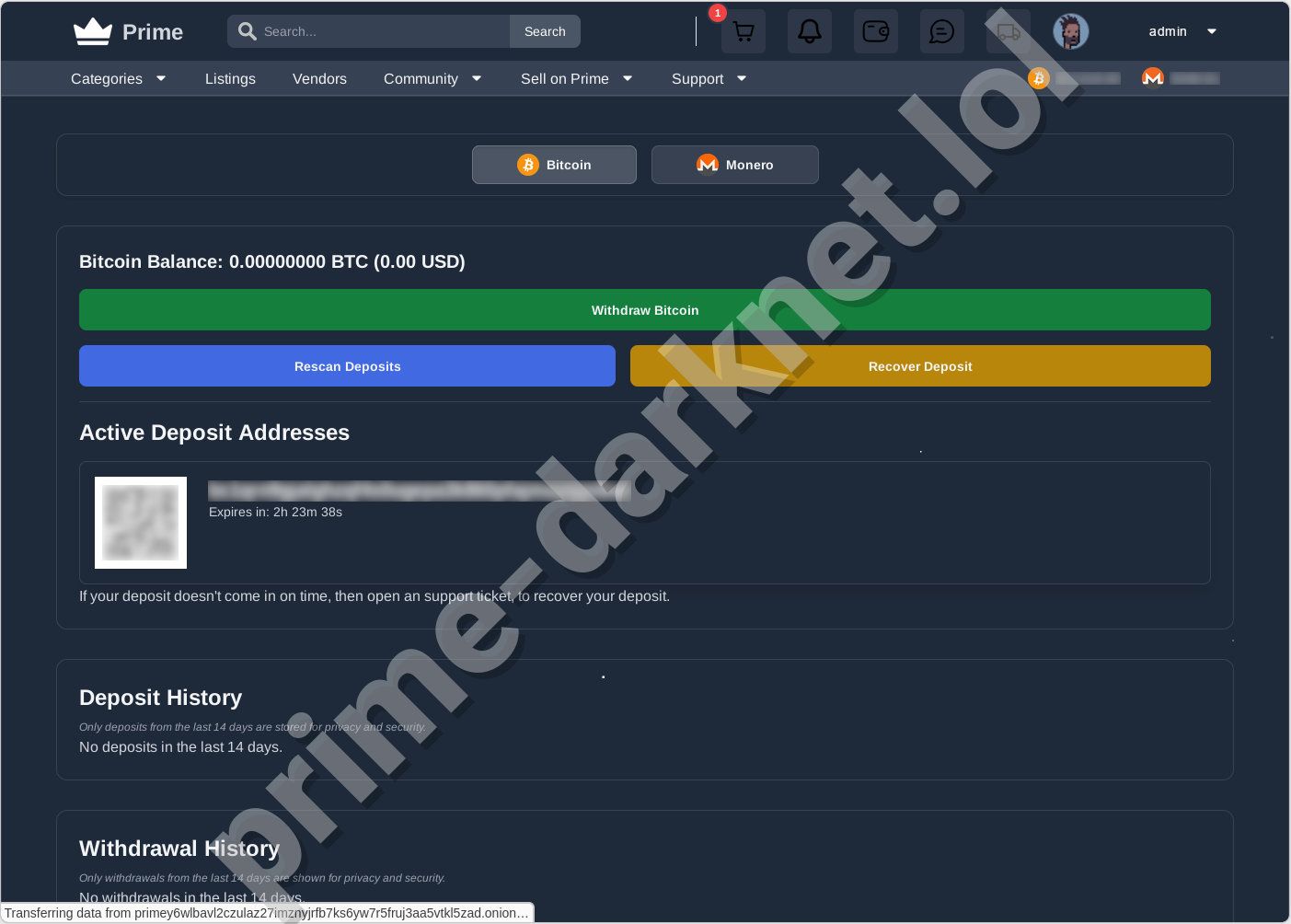 Bitcoin Wallet on Prime Official Market